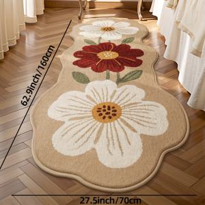 TEMU 부드러운 플러피 러너 러그 1개, 침실 거실 복도용, 세탁실, 꽃무늬 침대 옆 러그 바닥 매트, 미끄럼 방지 카펫 러그, 집 꾸미기 방 꾸미기 여름 꾸미기 가을 꾸미기