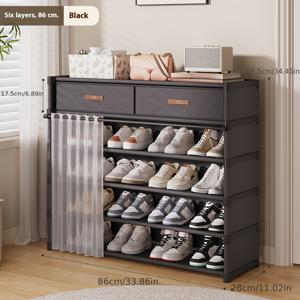 TEMU 실내용 다기능 신발 정리대 1개, 현관 심플 수납장, 가정용 대용량 신발장, 독립형 다층 방진 신발장, 아파트, 주택, 기숙사에 적합