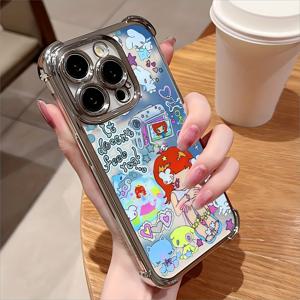 TEMU 휴대폰 케이스 - Y2K 일본 레트로 여학생 폰 케이스, 아이폰 17, 16E, 16, 15, 14, 13, 12, 11 Mini Pro Max, Air, X, XR, XSMAX, 8, 7 Plus 호환, 충격 방지 투명 소프트 백 커버