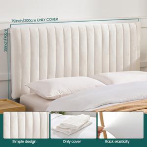 TEMU 1개 침대 헤드보드 커버 퀸 풀 캘리포니아 킹 사이즈 롱 프로텍터 쿠션 트윈 벨벳 침대 헤드보드 베개 커버 풀 퀸 더블 침대 탄성 패딩 우아한 더블 침대 싱글 침대 나무 침대 커플용