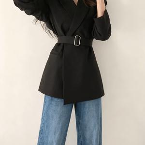 TEMU 여성용 봄 가을 데일리 캐주얼 긴팔 정장 코트 패션 통근 상의 슬림 조절 벨트 정장 트렌치 재킷 SLIM GIRL 슬림소녀