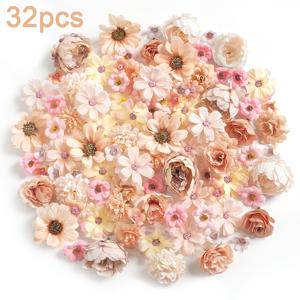 TEMU 누드 색상의 인조 꽃 머리 32개입 (다이어리 및 장미 꽃 포함). 공예, 케이크 장식, 화환, 결혼식, 브라이덜 파티, 베이비 샤워, 졸업식 및 홈 데코에 완벽합니다.