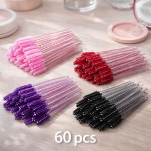 TEMU 60개 속눈썹 & 눈썹 스풀리 브러쉬 세트, 속눈썹 연장 후 관리용 마스카라 완드 어플리케이터, 속눈썹 정리 및 분리, 눈썹 셰이핑 브러쉬, 휴대용 여행용 메이크업 도구, 세척 쉬움, 가벼운 일상 사용