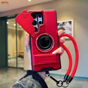 TEMU 삼성 갤럭시 S26 울트라 S25 엣지 FE S24 S23 울트라용 멀티기능 폰 케이스: 랜야드, 360° 회전 링, 바 스타일 접이식 스탠드, 윈도우 렌즈 보호, 차량 거치대 호환, 보호