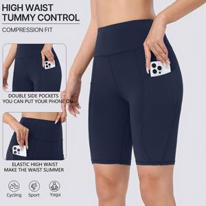 TEMU 여름 여름 가을 여성용 사이드 포켓 스포츠 레깅스, 속건성 통기성 운동복 바지, 러닝 운동용, 복부 제어 하이웨스트 요가 반바지, 단색 허리 라인 강화 압박 반바지, 야외 사이클링용