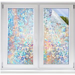 TEMU 기하학적 비닐 창문 프라이버시 필름 – 재사용 가능, 고품질, 접착제 없는 스티커, 자외선 차단, 열 제어, 집과 욕실 장식용