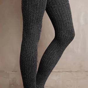 TEMU 유통 여성용 하이웨이스트 겨울 펜슬 스커트 팬츠 - 플러스 사이즈 스트레치 솔리드 컬러 바지, 세탁기 사용 가능 우아한 가을 & 겨울 타이츠, 캐주얼 또는 포멀 웨어, 편안한 패션 고탄력 바지