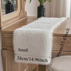 TEMU 고급스러운 화이트 인조 모피 테이블 러너 - 크리스마스, 발렌타인데이, 생일, 결혼식에 완벽 | 우아한 장식 카펫