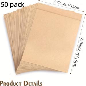 TEMU 50개 갈색 종이 봉투, 점심 가방 - 무세척 소형 베이킹 페이퍼 봉투 - 스낵, 햄버거, 핫도그, 페이스트리, 도넛, 빵 보관 및 포장에 적합
