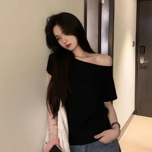 TEMU 여성용 Y2K 오프숄더 티셔츠 - 신축성 좋은 파티, 데일리 & 포멀룩 탑 - 쉬운 관리 여성 패션 블라우스, 캐주얼 웨어, 트렌디한 스무스 텍스처 티