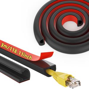 TEMU 바닥용 전선덕트 1롤 118.11인치, 넘어짐 방지 맨线，숨김형 소프트 케이블 채널, 장식용 전선 보호 스트립, 탁상, 벽, 바닥 설치용