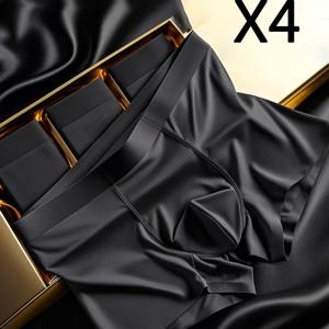 TEMU 4개입 아이스 슬리키 파이버 남성용 박서 브리프, 통기성과 편안함, 사계절 착용 가능, 헬스웨어 및 일상용