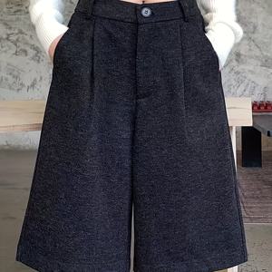 TEMU 가을 겨울 여성용 반바지, 한국식 무릎길이 팬츠