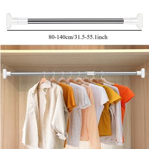 TEMU 조절 가능한 스테인리스 스틸 텔레스코픽 옷 건조대 - 드릴링 불필요 확장형 샤워 커튼대 및 독립형 공간 절약형 수납 랙, 고강도 304 스테인리스 스틸 구조, 화이트 및 블랙 디자인, 욕실용