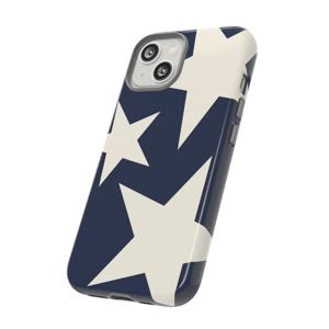 TEMU 다크 블루 배경 화이트 스타 아이폰 17, 16PM, 15ProMax, 11Pro, 12MINI, 13plus, 7/8, SE, XS, XR용 2-in-1 광택 케이스