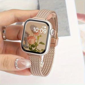 TEMU Apple Watch 밴드 49mm 46mm 42mm 45mm 41mm 40mm 44mm 38mm용 자석 접이식 루프 밴드, Iwatch S10/11/9/8/7/6/5/4 SE 손목 밴드용 스테인리스 스틸 스트랩