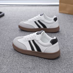 TEMU 여성용 신상 가벼운 독일 트레이닝화, 레이스업 로우탑 플랫 편안한 캐주얼 스니커즈, 여성 신발