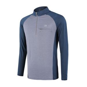 TEMU 남성 봄 가을 배색 멜란지 긴팔 집업 티셔츠 오션블루(M5ST21)