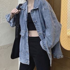 TEMU 여성 봄가을겨울 데일리 루즈핏 빅포켓 심플 날씬해 보이는 데님 재킷 코트 캐주얼 패션 부드럽고 편안한 긴팔 카고 청자켓