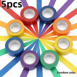 TEMU 크리에이티브 프로젝트 컬러 마스킹 테이프 5개입 - 밝은 색상의 쉽게 찢어지는 종이 테이프, 라벨 및 다양한 작업에 적합, 모든 종류의 휴일 소소한 선물용으로 이상적, 색상 랜덤