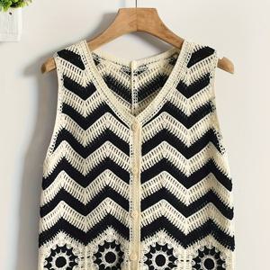 TEMU 자수 베스트 가디건 홀아웃 베이직 빈티지 빈티지 브이넥 민소매 수idden 숏 스타일 여성 스웨터 블라우스