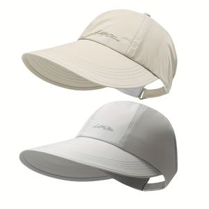 TEMU 여성과 남성을 위한 와이드 브림 야구 모자 2개 세트, 야외용 조절 가능한 스냅백 모자 (포니테일 슬롯 포함)