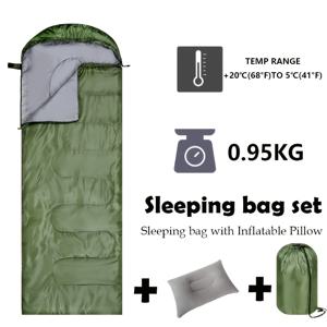 TEMU 휴대용 슬리핑백 + 인플레이터블 베개, 사계절용, 초경량 슬리핑백 -지퍼 잠금-남녀공용 압축백 포함, /등산/캠핑/등산용 보온 캠핑 장비, 휴가 선물