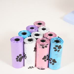 TEMU 150개입/10롤 고밀도 강아지 배변 봉투, 튼튼하고 누수 방지 강아지 배변 봉투 리필 롤, 고품질 대형 발자국 디자인, 야외, 공원 및 캠핑용 휴대용, 파란색, 녹색, 분홍색, 흰색, 완벽한 애완 동물 크리스마스 선물