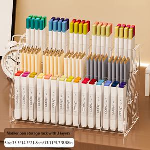 TEMU 투명 아크릴 소재로 제작된 마커 디스플레이 스탠드, 변형 방지 및 견고함. 사무실, 책상, 전시장, 학교에 적합. 대용량, 쉬운 접근, 공간 절약 디자인. 펜 홀더 포함