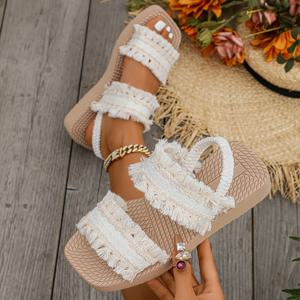 TEMU 여성용 오리지널 디자인 스타일리시하고 우아한 태슬 샌들, 봄/여름 야외 패션에 완벽, 여성 신발