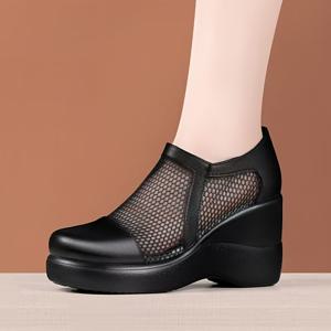 TEMU 편안한 소프트 밑창 웨지 힐 여성 신발 엄마 신발 메쉬 여성 샌들 패셔너블 다용도 메쉬 통기성 라운드 토 싱글 신발 여성 신발, 여성 신발