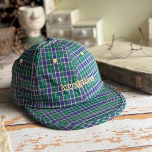 TEMU 남녀공용 빈티지 체크무늬 LovelyLove 자수 소프트 탑 야구 모자 - 얼굴 포함 사이즈 조절 플랫 브림 모자, 가벼운 캐주얼, 사무실, 평상복용, 야외 활동용, 남녀공용 모자