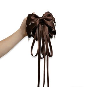 TEMU 1개 신상 다층 리본 롱 스트리머 헤어 클립, 여성 패션 코트 스타일 리본 태슬 펜던트 롱 스트리머 헤어 클립, 대형 미끄럼 방지 상어 클립, 데일리 및 파티 착용에 적합
