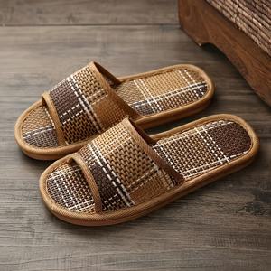 TEMU 시원한 EVA 솔 짚 샌들, 편안하고 통기성 좋은 실내 바닥 슬리퍼용 여성 신발