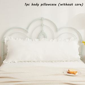 TEMU 1개 단색 주름 롱 베개 커버 바디 베개 커버 (베개 속통 미포함) 20In*54In 침대 옆 쿠션 커버, 피부 친화적 부드럽고 통기성 좋은 포켓 베개 커버, 사계절 사용 가능, 세탁기 사용 가능