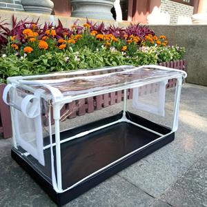 TEMU 집에서 재배하는 버섯, 채소, 다육이를 위한 작은 온실. 앞면에 문이 있으며, 열을 유지하고 습기를 보존하기 위해 상단으로 열립니다.