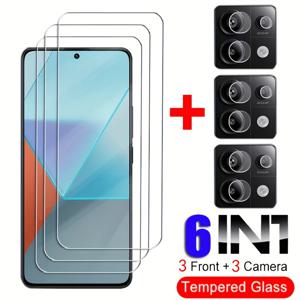 TEMU 6IN1 [3+3] 스크린 보호 필름 강화 유리 + 카메라 렌즈 필름 (Redmi A3 13C 12 12C Note 13/ 13 Pro 4G 5G Note 12S 12 11 11S Pro+ Plus 5G 4G POCO X6 Pro M6 Pro C65)