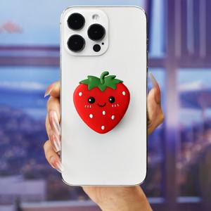 TEMU 1개 딸기 디자인 조절 가능 휴대폰 거치대, 확장형 휴대폰 스탠드, 혁신적인 접이식 게으른 휴대폰 지지대