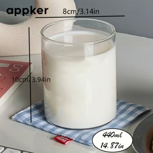 TEMU 심플한 물컵 1개, 440ml/560ml 투명 유리, 대용량 글라스, 주스컵, 우유컵, 커피컵, 아침 식사용 컵, 레스토랑 및 카페용 음료 용기, 크리스마스 및 할로윈에 적합