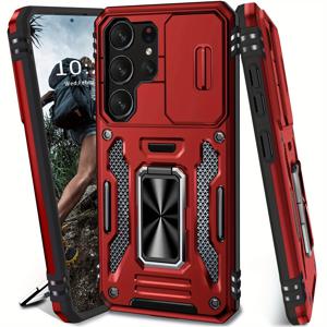 TEMU Kejiang 시리즈 헤비듀티 충격 방지 360° 회전 링 스탠드 렌즈창 보호 휴대폰 케이스, 삼성 갤럭시 S24FE, S23FE, S22, S21FE, S26, S25 울트라, A55, A54, A35, A34, A25, A24, A16, A15, A14, A06, A05, A05S 5G 시리즈용