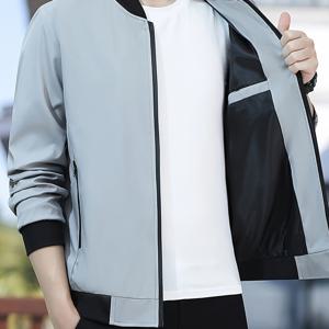 TEMU 스프링 크릭 셀렉티드 오토넘 2305 남성 자켓: 캐주얼 스포티 스탠드 칼라 지퍼업 탑, 봄과 가을용 포켓 재킷, 일상복, 클래식 룩, 스타일, 세탁기 사용 가능, 통기성 원단, 다목적 아우터웨어, 액티브 라이프스타일, 남성 패션