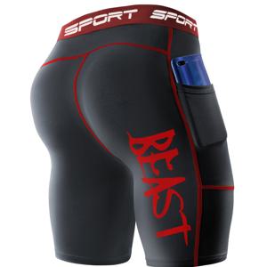 TEMU 남성용 압박 실밥 컬러 벨트 포켓 스포츠 반바지 - 아웃도어 훈련, 사이클링, 달리기용 - 폴리에스터 원단, 스포티 스타일