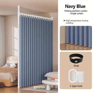TEMU 간편한 1개 모던 스타일 접이식 파티션 커튼, 접이식 디자인, 다양한 색상 선택 가능, 플라스틱 후크 포함, 다양한 방 유형에 적합, 거실, 침실, 주방, 복도 옷장, 침실 사생활 보호 커버