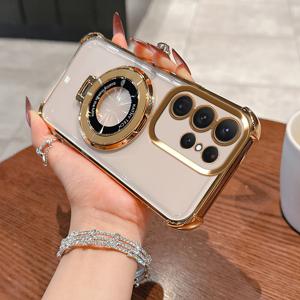 TEMU 휴대폰 케이스 - 투명 CD 스탠드 전기 도금 갤럭시 폰 케이스 - 낙하 방지 및 카메라 보호 - 갤럭시 노트 10+/20/20 울트라/S10/S10+/S20/S20 FE/S21/S21 FE/S21 울트라/S21+/S22/S22 울트라/S22+/S23/S23 FE/S23 울트라/S23+/S24/S24+/S24 호환