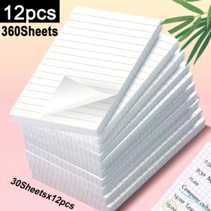 TEMU 4개/12개입, 120매/360매, 격자형 스티커 메모, 자체 접착 노트, 강력 접착 스티커, 문구 노트북, 팩당 30매, 우편, 가정, 학교 노트북에 간편하게 사용 가능, 신학기 시즌