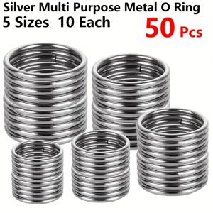 TEMU 50개 실버 다용도 메탈 O링 (마크라메, 캠핑, 강아지 목줄, 하드웨어, 가방 등 공예 프로젝트용) - 15mm, 20mm, 25mm, 32mm, 38mm 메탈 O링