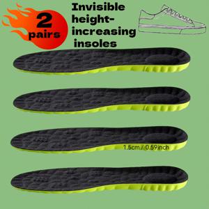 TEMU 남녀공용 EVA 키높이 깔창 2켤레/4개 - 블랙 그린 액센트, 3.5cm/1.38인치, 2.5cm/0.98인치, 1.5cm/0.59인치, 스니커즈 깔창 | 인체공학적 깔창 | EVA 깔창