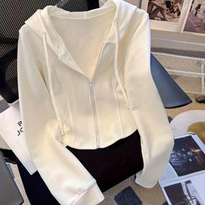 TEMU 여성용 스타일리시 단색 긴팔 지퍼 후드 캐주얼 재킷 (봄/가을)