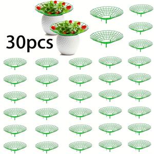 TEMU 30개 세트 헤비듀티 PVC 딸기 & 수박 식물 지지대, 3다리 튼튼한 베이스, 오픈 그리드 관수 시스템 - 쉬운 조립 가든 스탠드 (딸기, 토마토, 오이, 호박용) - 실내/실외 사용 (30개, PVC) - 작물