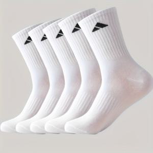 TEMU 남성용 미드 카프 양말 5켤레, 하이웨이스트 롱 스포츠 양말, 단색 간편 허리 조임 양말, 남녀공용 커플용 다용도 스트리트 양말 (가을, 겨울)